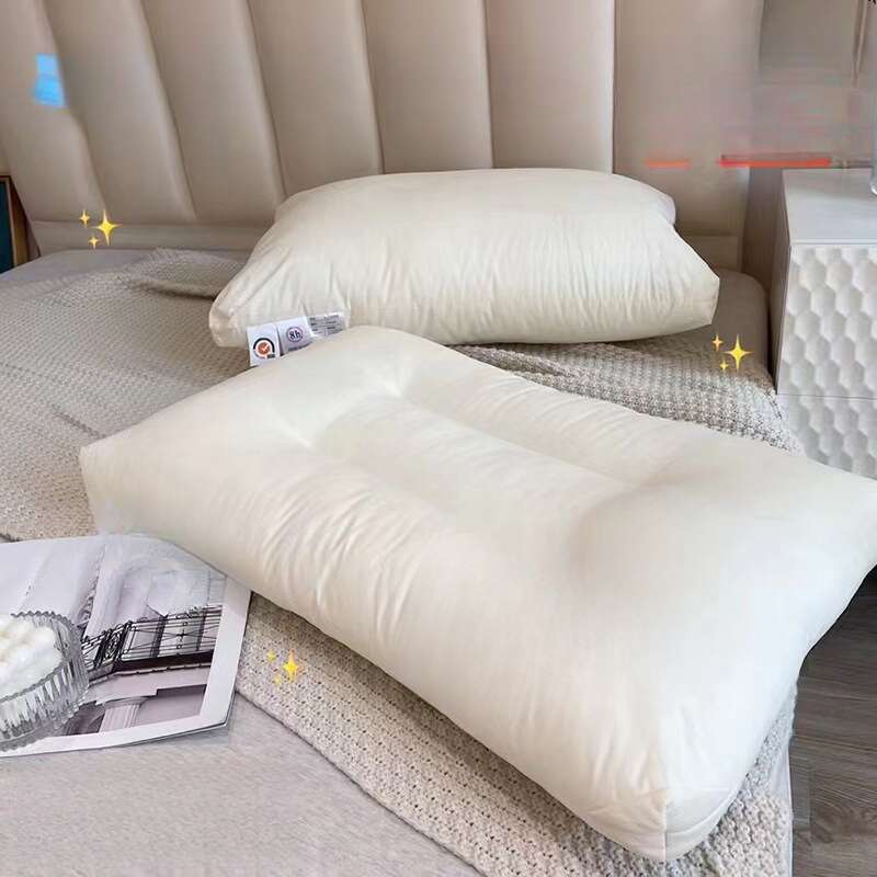 Almohada individual con núcleo de hotel de algodón puro, protección para el cuello, almohada de regalo de alta gama, transmisión en vivo_voghion.com