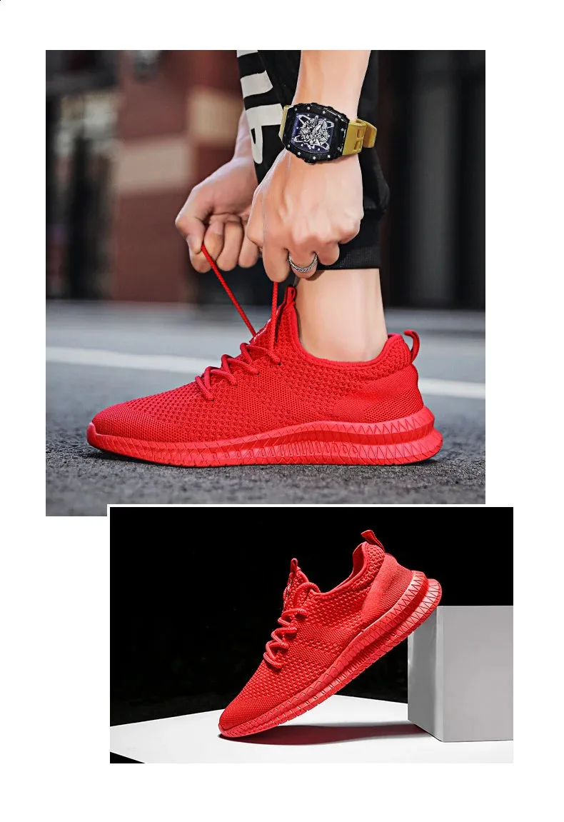 Baskets décontractées printemps-été tendance et confortables en maille pour hommes, chaussures Zapatos Hombre, grande taille 36-46 250122_voghion.com