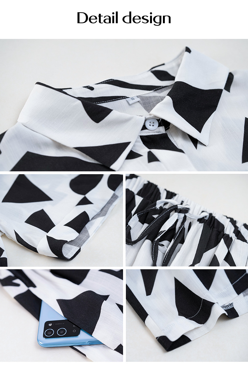 Abiti stampati alla moda da donna per donna, camicia casual, pantaloncini, completo due pezzi_voghion.com