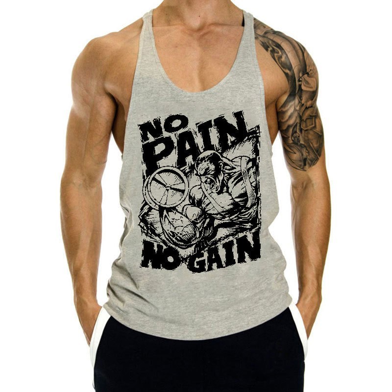Men's Fitness Tank Top Summer Sports Training Muscle Vest European Size Racerback Vest_voghion.com