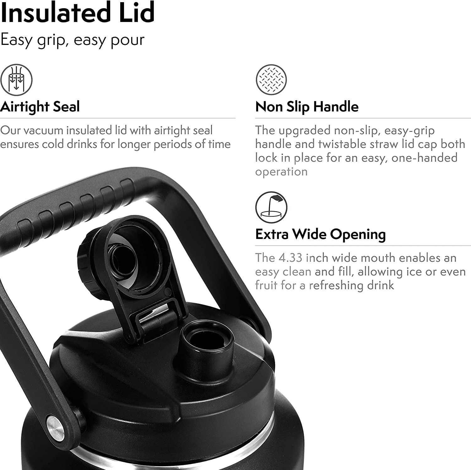 Bottiglia d'acqua isolata da 128 once, brocca d'acqua sottovuoto in acciaio inossidabile a doppia parete, tazza termica a prova di perdite per campeggio all'aperto, viaggio in famiglia_voghion.com