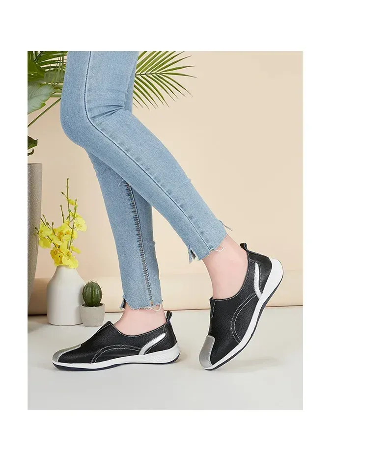 Genuine Leather Women 2024 Spring Autumn Slip-on Casual Flats Woman Fashion Loafer Ladies Shoes atos Mujer_voghion.com