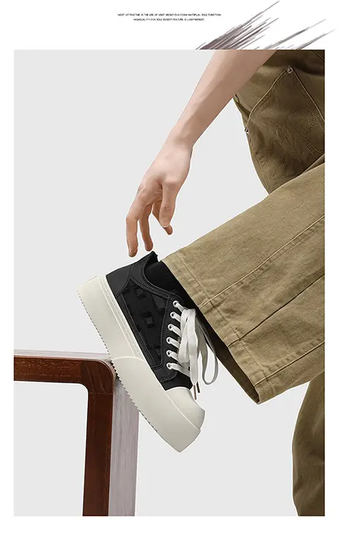 Weiße Freizeitschuhe Für Herren Mit Dicker Sohle Und Canvas-design_voghion.com