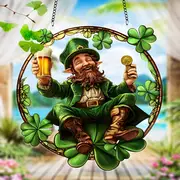Gelukskabouter-zonnevanger - 23 cm gekleurd acrylkunstwerk. Feestelijke Ierse decoratie voor St. Patrick's Day of als decoratie voor in huis._voghion.com
