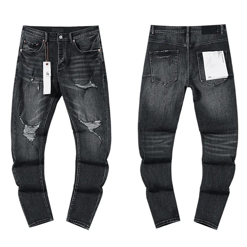 Men's Jeans 2025 Clothing Purples Stretch Slim Straight-leg Denim Trousers Europe American Trend Retro Ripped_mkmklike.com