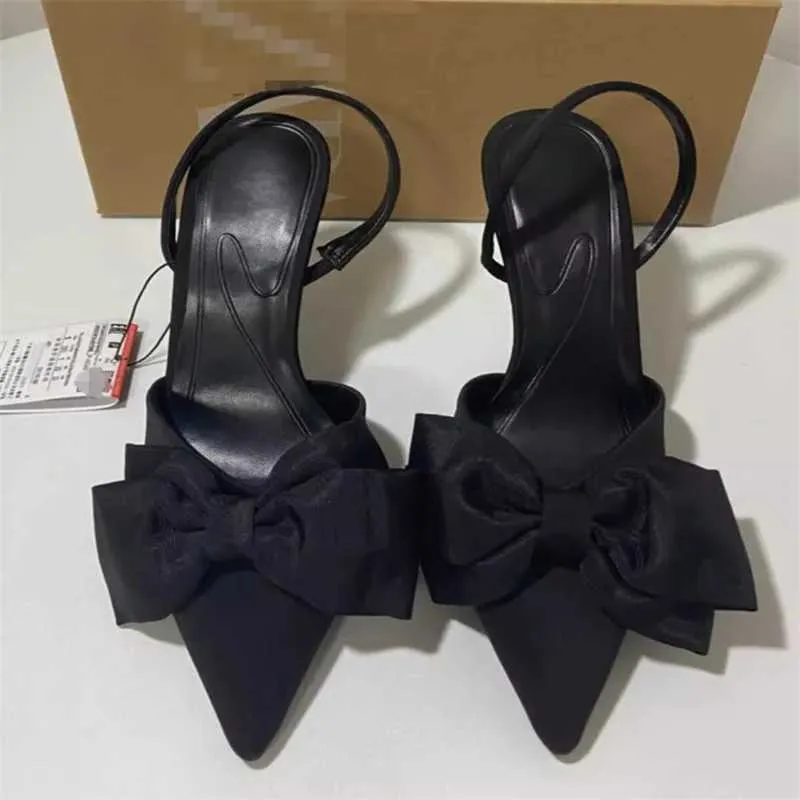 TRAF Womens Black Bow High Heels Sexy Pointed Toe Stiletto Shoes 2024 Spring New Female Elegant Heeled Sgback Pumps_voghion.com
