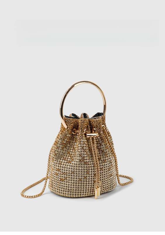 Borsa da donna a forma di secchiello tempestata di diamanti, regalo nuovo, borsa Material Sense, borsa a tracolla_voghion.com