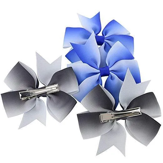 40 adet 3'' Grosgrain Kurdele Butik Fiyonklar Klipsli Pinwheel Gökkuşağı Fiyonk Kızlar Çocuklar İçin Saç Fiyonku Saç Aksesuarları_voghion.com
