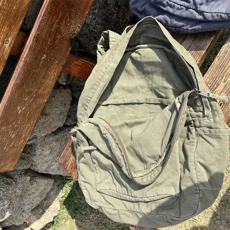 Vintage platneni ruksak za žene s patentnim zatvaračem, ležeran, srednjeg kapaciteta, u preppy stilu, ženski, Ba241031_voghion.com