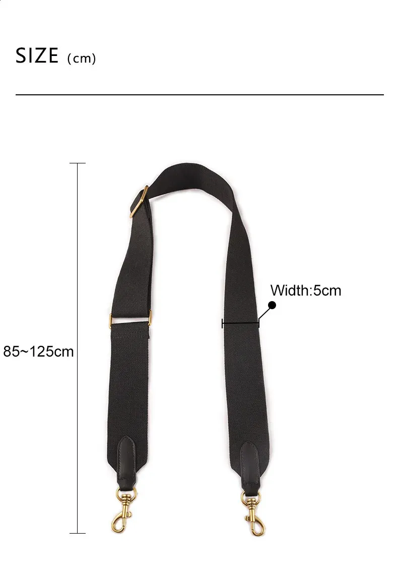 Solid Color 5cm Wide Canvas Fabric Strap Messenger Shoulder Belt In Cowskin Leather Bag Parts Adjustable 240725_voghion.com