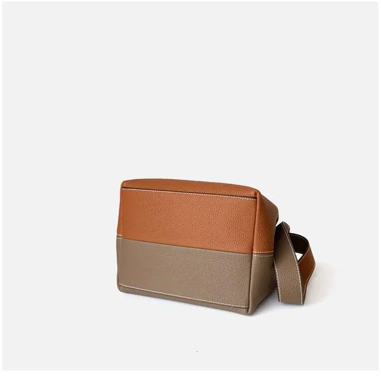 Small Real Leather Crossbody Bag, Versatile Designer Bucket Bag_voghion.com