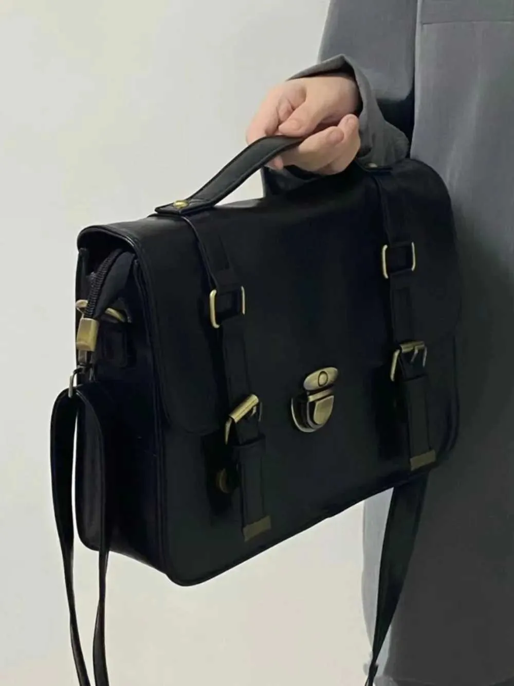 Borse vintage squisite in stile inglese da postino, casual, da ufficio, da pendolare, da abbinare, con fibbia, moda uniforme_voghion.com