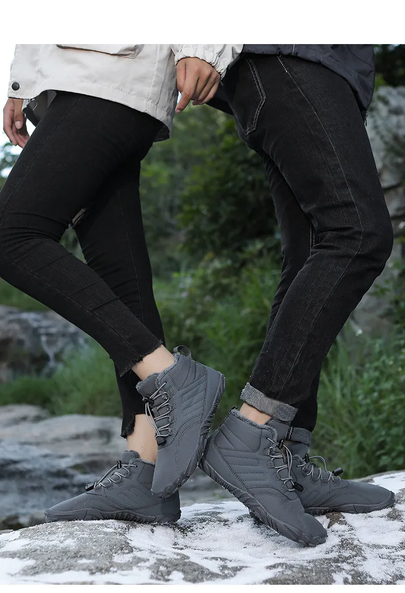 Outdoor-Schneestiefel für Herren im Winter, rutschfest, wasserdicht, Veet und warme Baumwollschuhe für Damen, Barfuß mit dicker Sohle_voghion.com