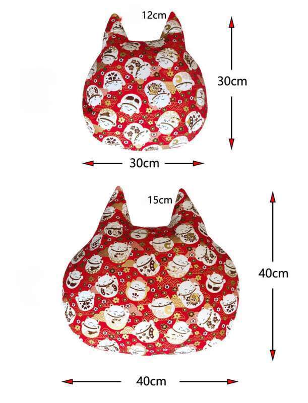 JDM Cartoon Headrest Waist Support Four Seasons Universal Hug Pillow Red Fortune Cat Wave_voghion.com