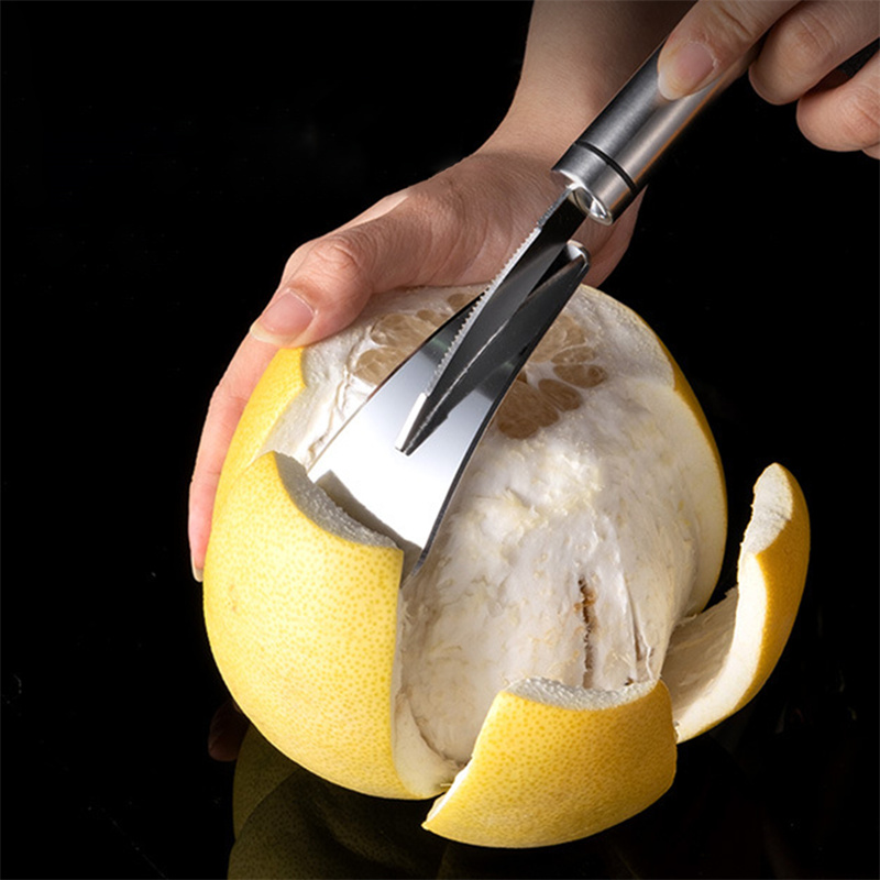 Orangenschäler aus Edelstahl, Zitronen-/Orangenschäler, praktischer Obst-/Grapefruitöffner/Schneider, Küchenhelfer für den Haushalt_voghion.com
