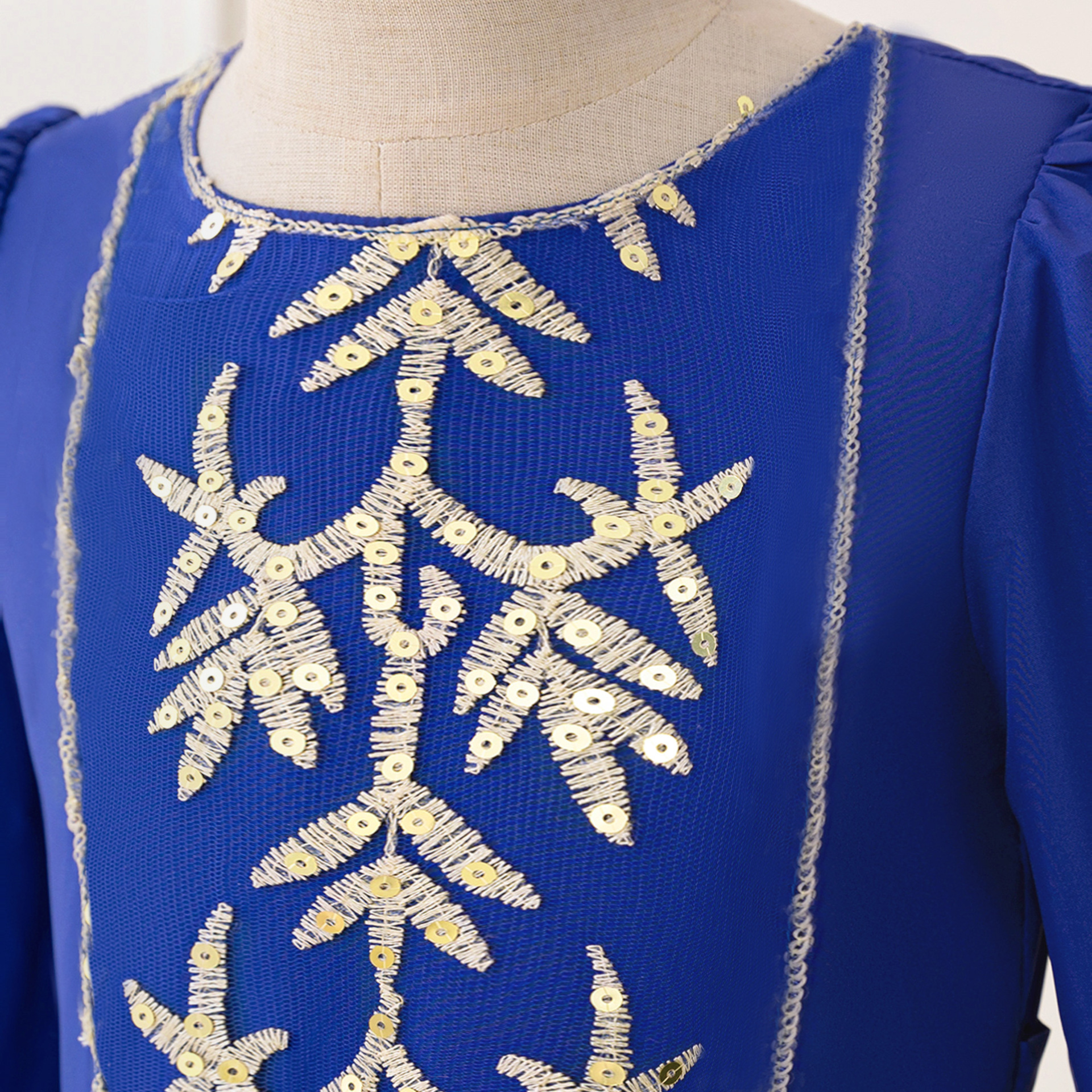 Abito per mamma e bambini, elegante abito musulmano per bambini ricamato in oro_voghion.com