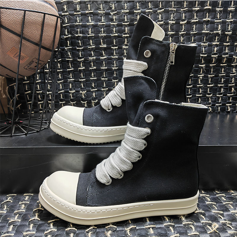Rricowees New Year Men's And Women's High Top Canvas Shoes, Sole, Wide Shoelaces, Round Toe Short Boots, Thick Strap