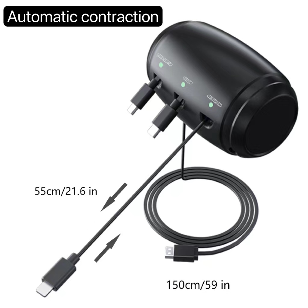 Avtomobilski vzglavnik za zadnji sedež, zložljiv kabelski polnilnik, 3 v 1 mikro USB Lightning Power avtomobilska polnilna postaja za telefon in tablico_voghion.com