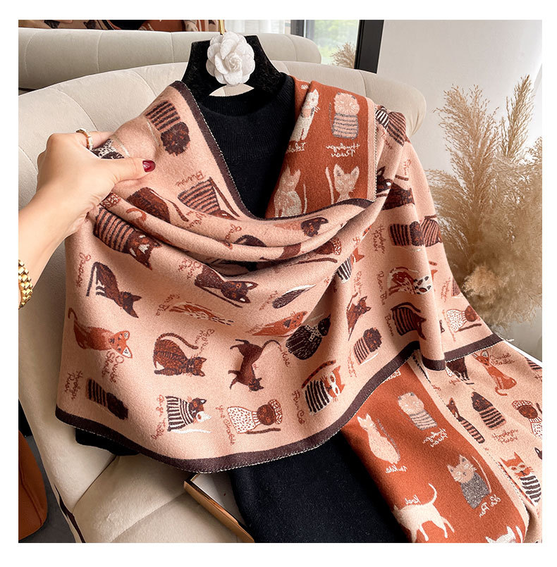 Sciarpa calda in lana autunnale e nuova da donna, invernale, double face, in imitazione cashmere, con fascia per il collo spessa, con aria condizionata_voghion.com