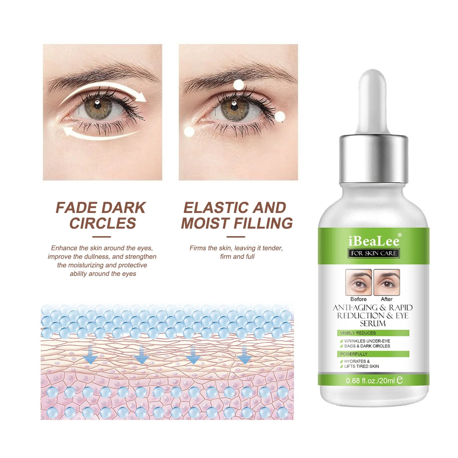 Negozio di prodotti per la cura della bellezza Siero Antirughe Borse per gli occhi Occhiaie Rimozione Essenza Rassodante Dissolvenza Linee sottili Anti-età Idratante B -invecchiamento_voghion.com