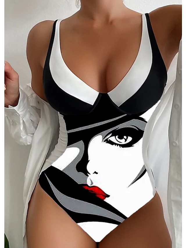 Maillot de bain une pièce imprimé en acier pour femmes, soutien-gorge, col en v, dos nu, sexy, à la mode, bikini_voghion.com