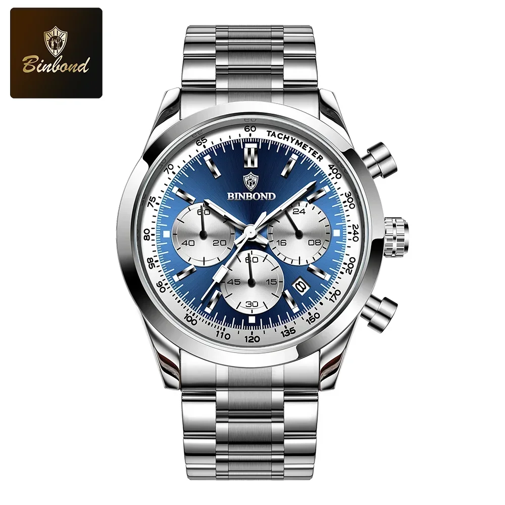 Men's Quartz Chronograph Watch Waterproof Luminous Stainless Steel_voghion.com