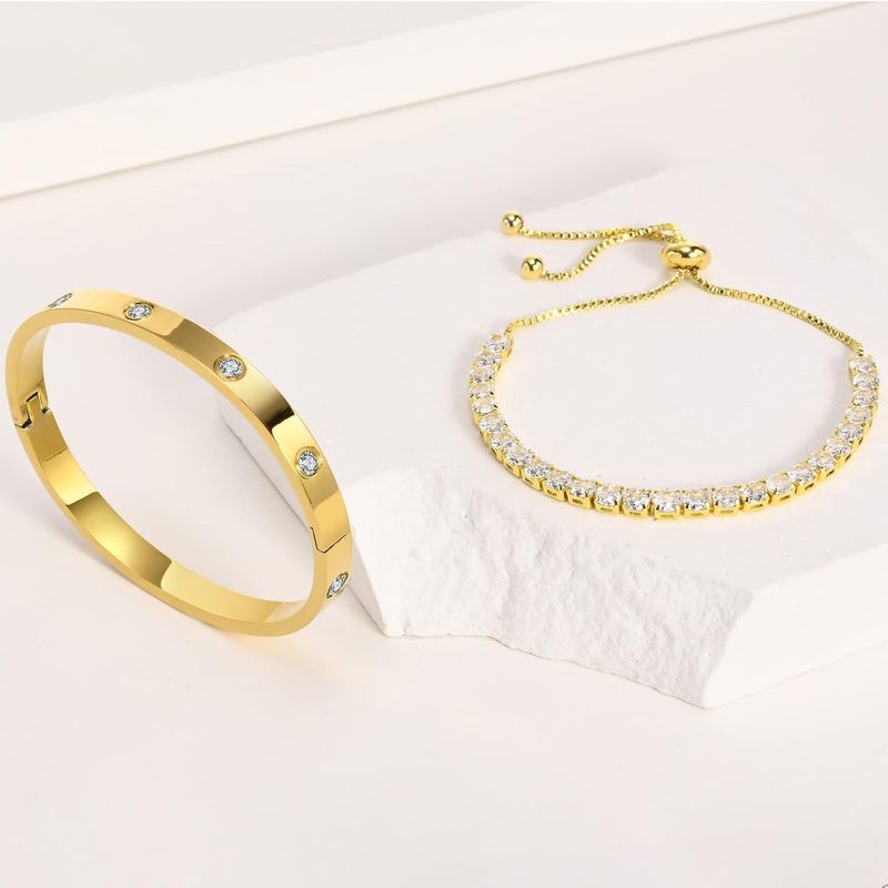 Enkle armbånd i ensfarvet titaniumstål i løs vægt_voghion.com