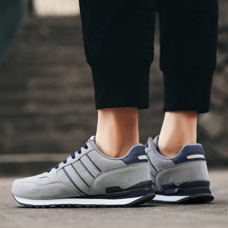 Scarpe da ginnastica leggere casual da uomo in pelle artificiale, con lacci, traspiranti, da esterno, sapato_voghion.com