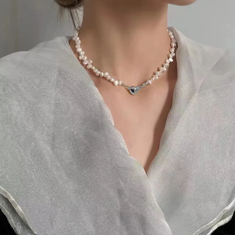 Collares colgantes, moda coreana, gargantilla de cadena de perlas para mujeres y niñas, joyería de tendencia 2024, corazón, compromiso nupcial_voghion.com