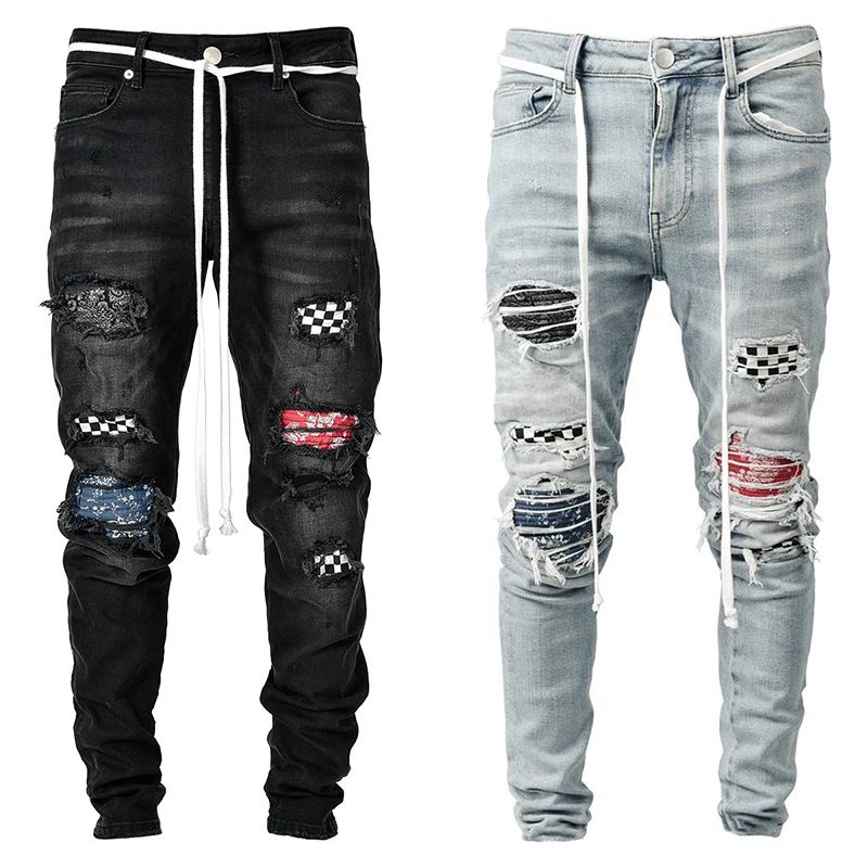 High-end Slim Fit Ripped Pants Nya jeans för män_voghion.com