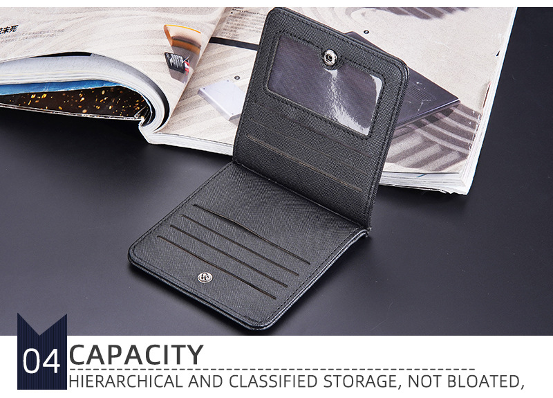 Baellerry new men's card holder simple pattern multi-card slot buckle bank card holder wallet men wholesale_voghion.com