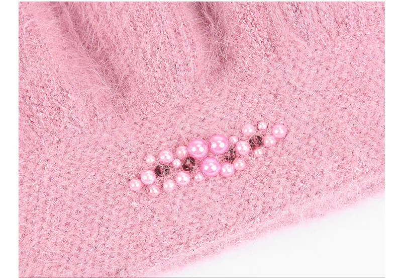 BeanieSkull Caps Beret Women Winter Hat Angora Autumn Knit Beanie Warm Thick Pearl Double Layers Snow Skiing Outdoor_voghion.com