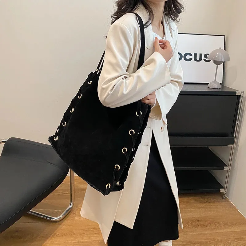 Ladies Handbags Brown Bags Tote Suede Leather Shoulder Women Top Handle Bag Female Sac A Main 240924_voghion.com