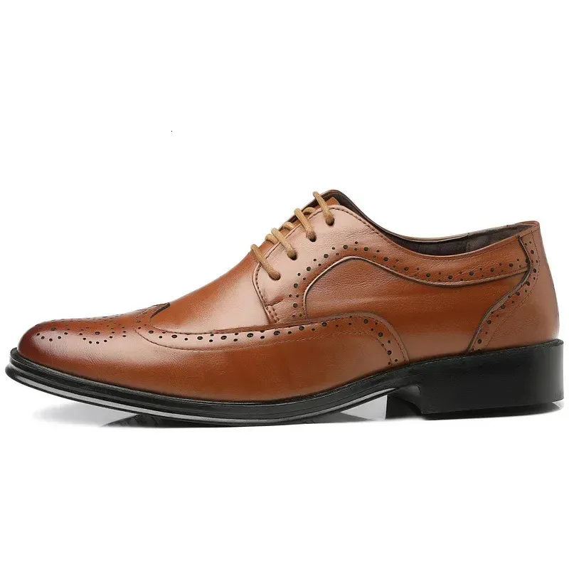 Oxford Echt Kalfsleer Brogue Jurk Klassieke Zakelijke Formele Schoenen Man Handgemaakt Heren 240607_voghion.com