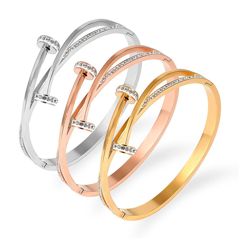 Bracciale unisex in acciaio inossidabile con chiodi a grana semplice e mattone, multiplo_voghion.com