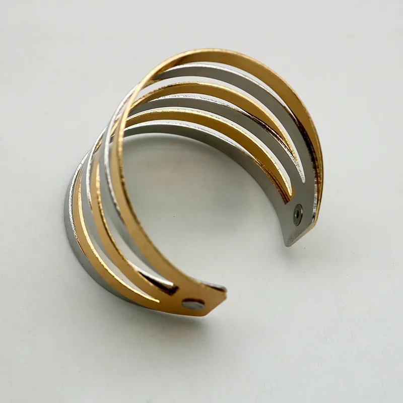 Braccialetto bicolore in metallo per donna, gioielli alla moda, design pesante, accessori per feste senza tempo, stili eleganti e alla moda_voghion.com