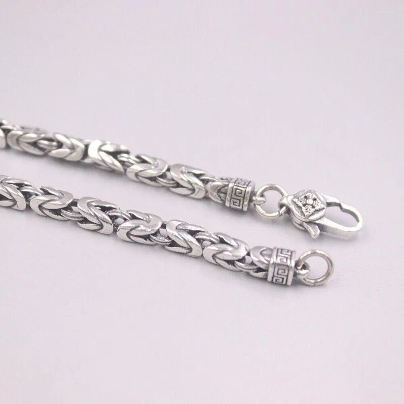 Chains Solid Sterling Sier 4mm Byzantine Link Chain Necklace 20inch Unique_voghion.com