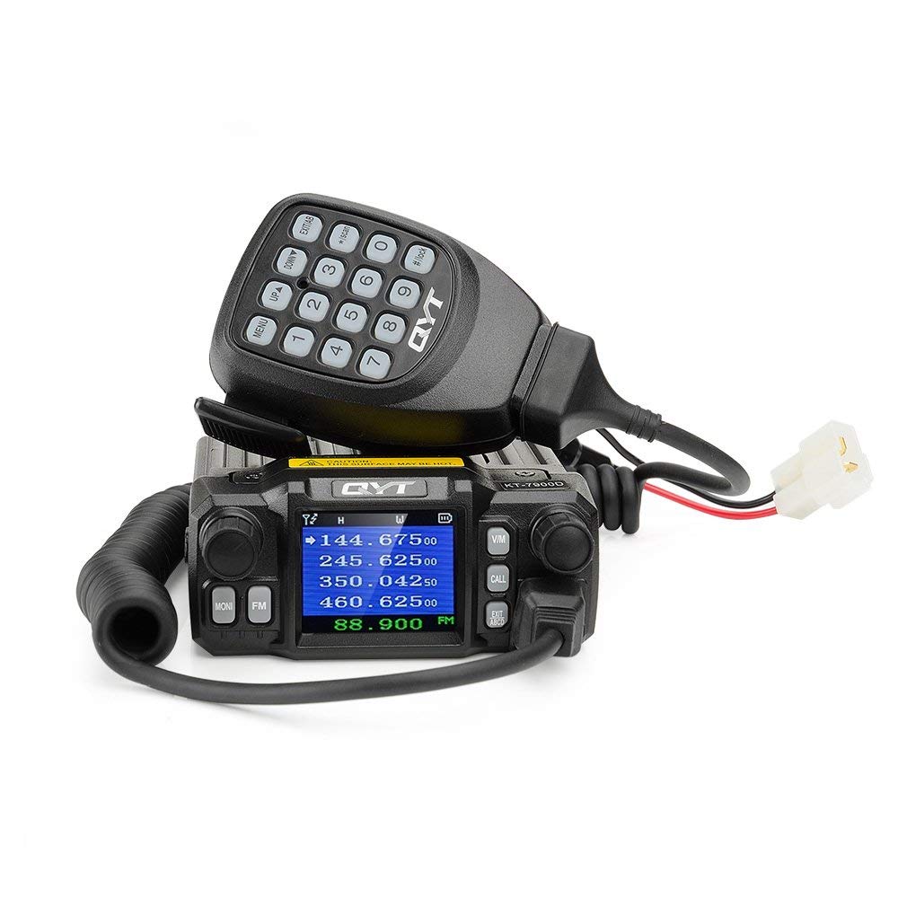Última versión Mini Radio Móvil QYT KT-7900D 25W Banda Cuádruple 144/220/350/440MHz KT7900D Transceptor UV o Con Fuente de Alimentación_voghion.com