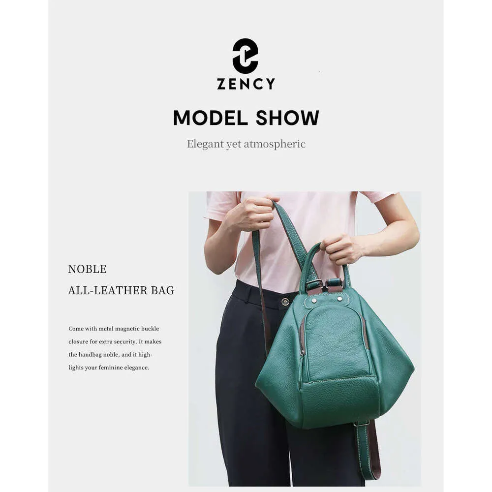 Sac à dos transformable en cuir véritable pour femme Zency 2024 Sac à bandoulière design Rucack Grandes poches pour voyage_voghion.com