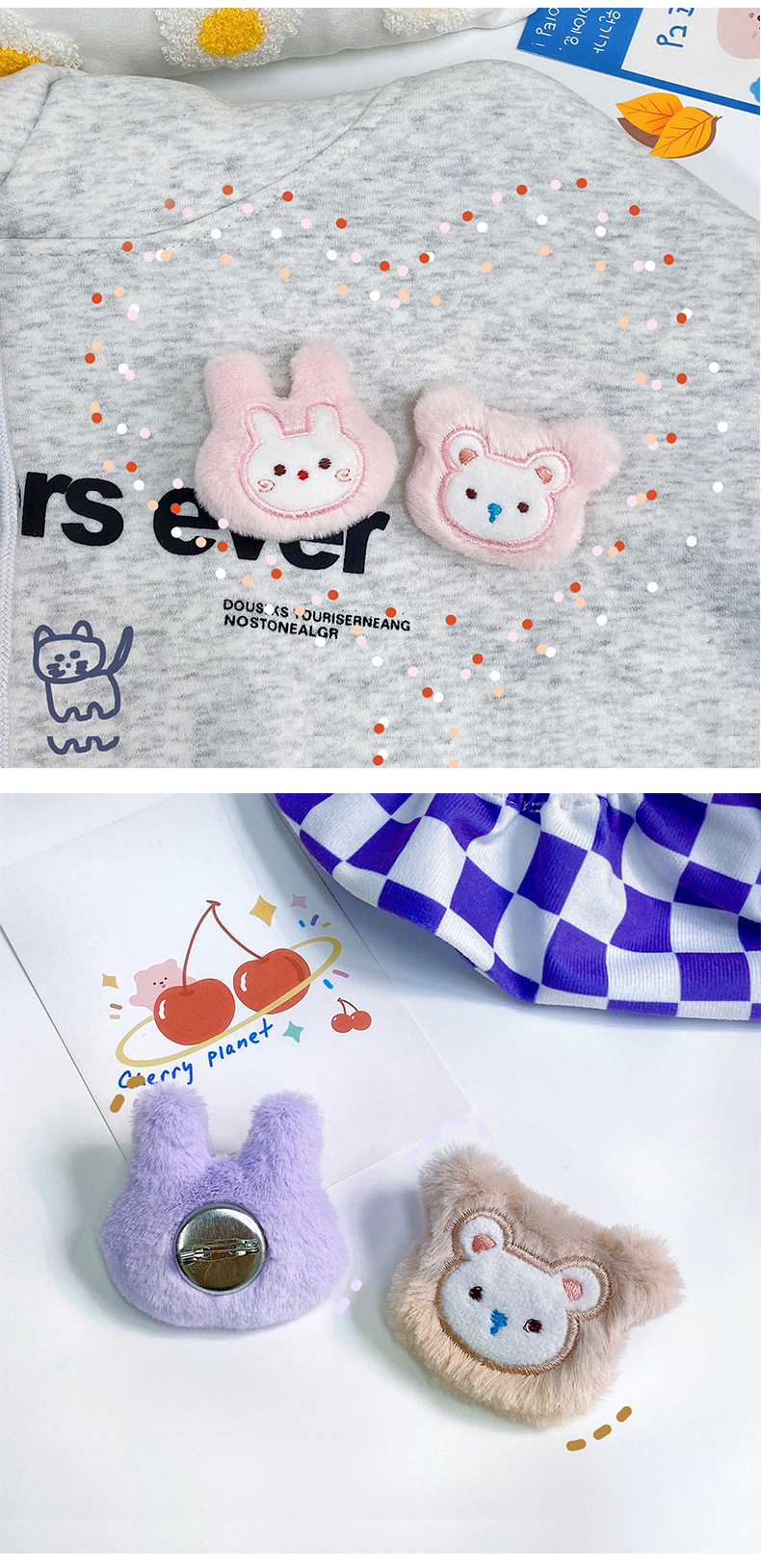 New plush brooch cute cartoon doll pendant girl's handbag jewelry DIY clothing accessories_voghion.com