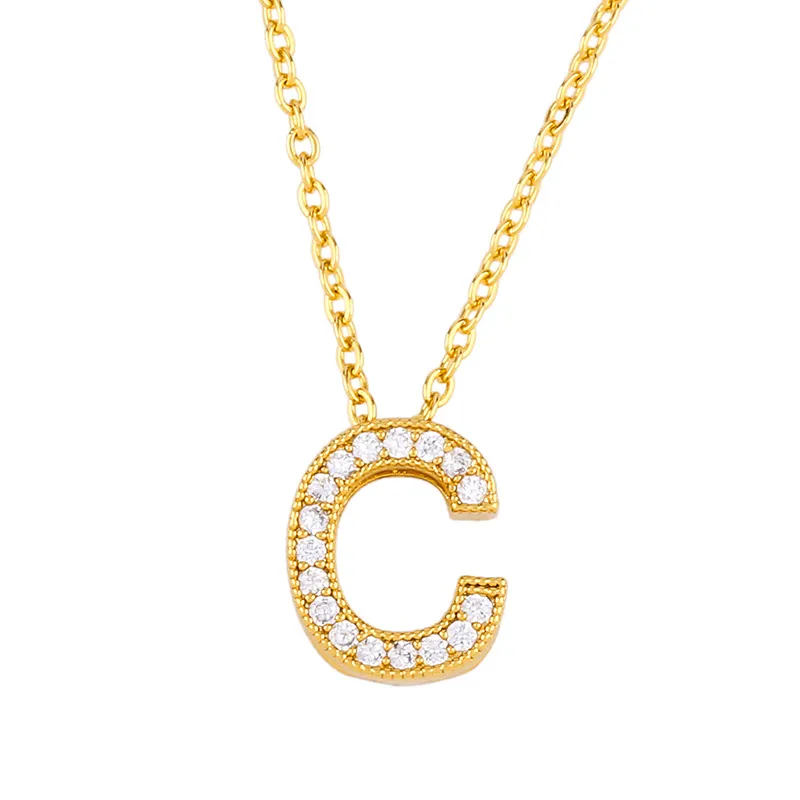 Initial Letter Necklace Pendant Gold Alphabet A To Z Personalised_voghion.com