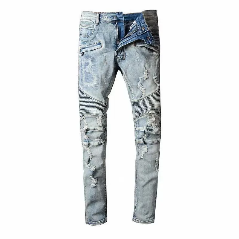 Jeans de créateur pour hommes Jean Lettre Distressed Skinny Ripped Biker Slim Fit Moto Bikers Denim pour homme Mode Mans_voghion.com