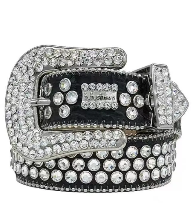 Ceinture de créateur 2022 Bb Simon Ceintures pour hommes et femmes Ceinture diamant brillante sur noir bleu blanc multicolore_voghion.com