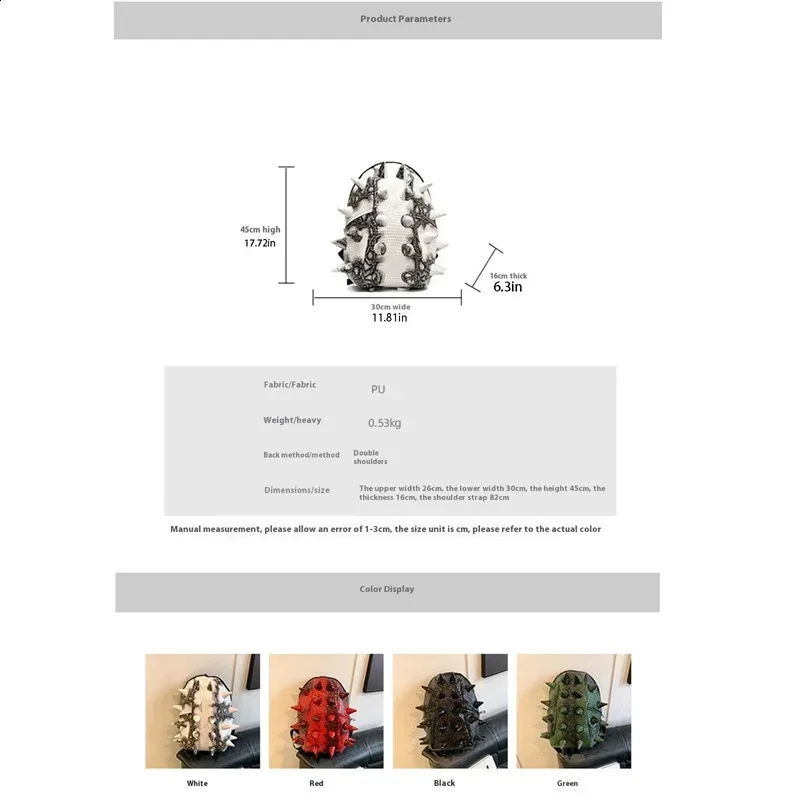 Rucksack in Igelform für Damen und Herren, großes Fassungsvermögen, leicht, einzigartiger Tagesrucksack mit Spikes, Büchertasche für Schule, Reisen und Outdoor_voghion.com