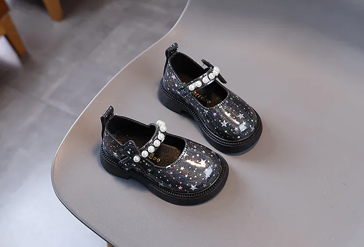 Jenter Vår Småbarn Barn Mote Prinsesse Festsko Barn Uformelt Lakkert Skinn Perler Stjernesko Myke Såler Størrelser_voghion.com