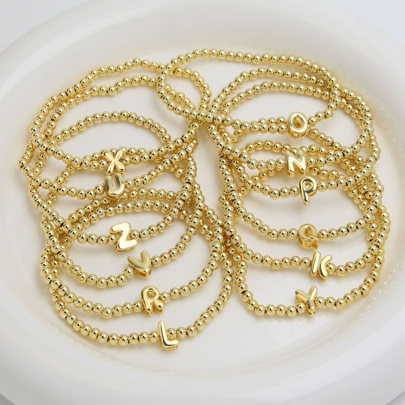 Copper Beaded Plating Letter Bracelets_voghion.com