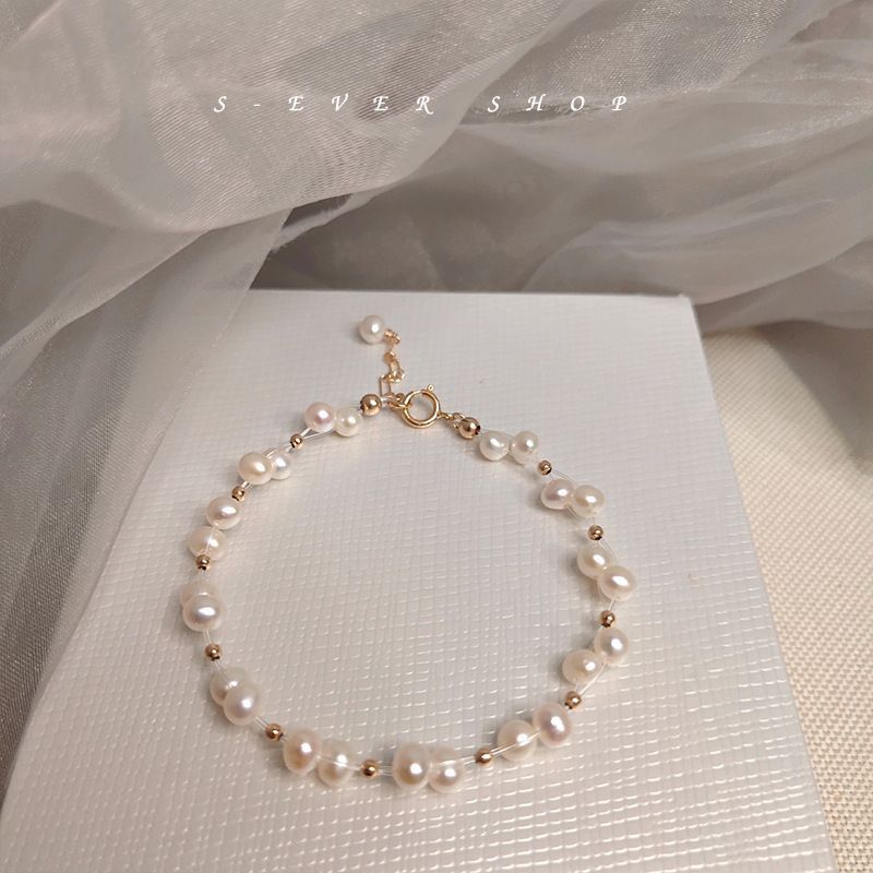 Natural Freshwater With Niche Design, Color Preserving Electroplated Bracelet, Hand Woven Fancy Pearl Bracelet_voghion.com