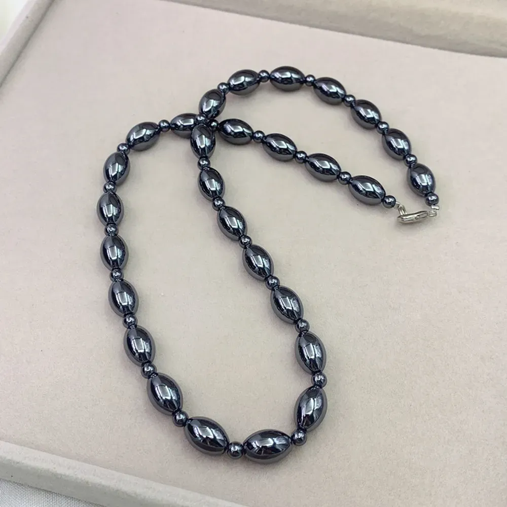 Collier de guérison en hématite avec breloques pour hommes et femmes, perles en pierre naturelle, thérapie, soulagement de l'anxiété, yoga, ras du cou, bijoux_voghion.com