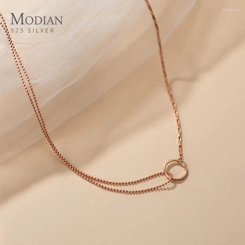 Łańcuchy MODIAN Sterling Sier Asymetryczny naszyjnik typu choker z kółkiem Oryginalny design Codzienna impreza dla kobiet Biżuteria artystyczna_voghion.com