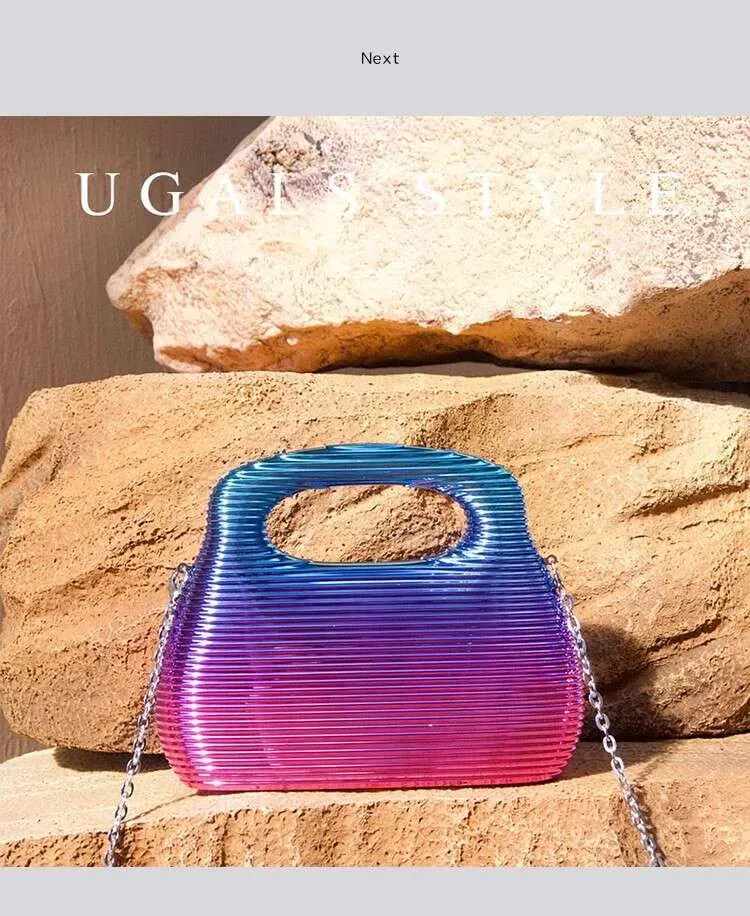 Borsa a tracolla da donna con motivo a onde a righe quadrate, in acrilico, da sera, per feste di nozze_voghion.com